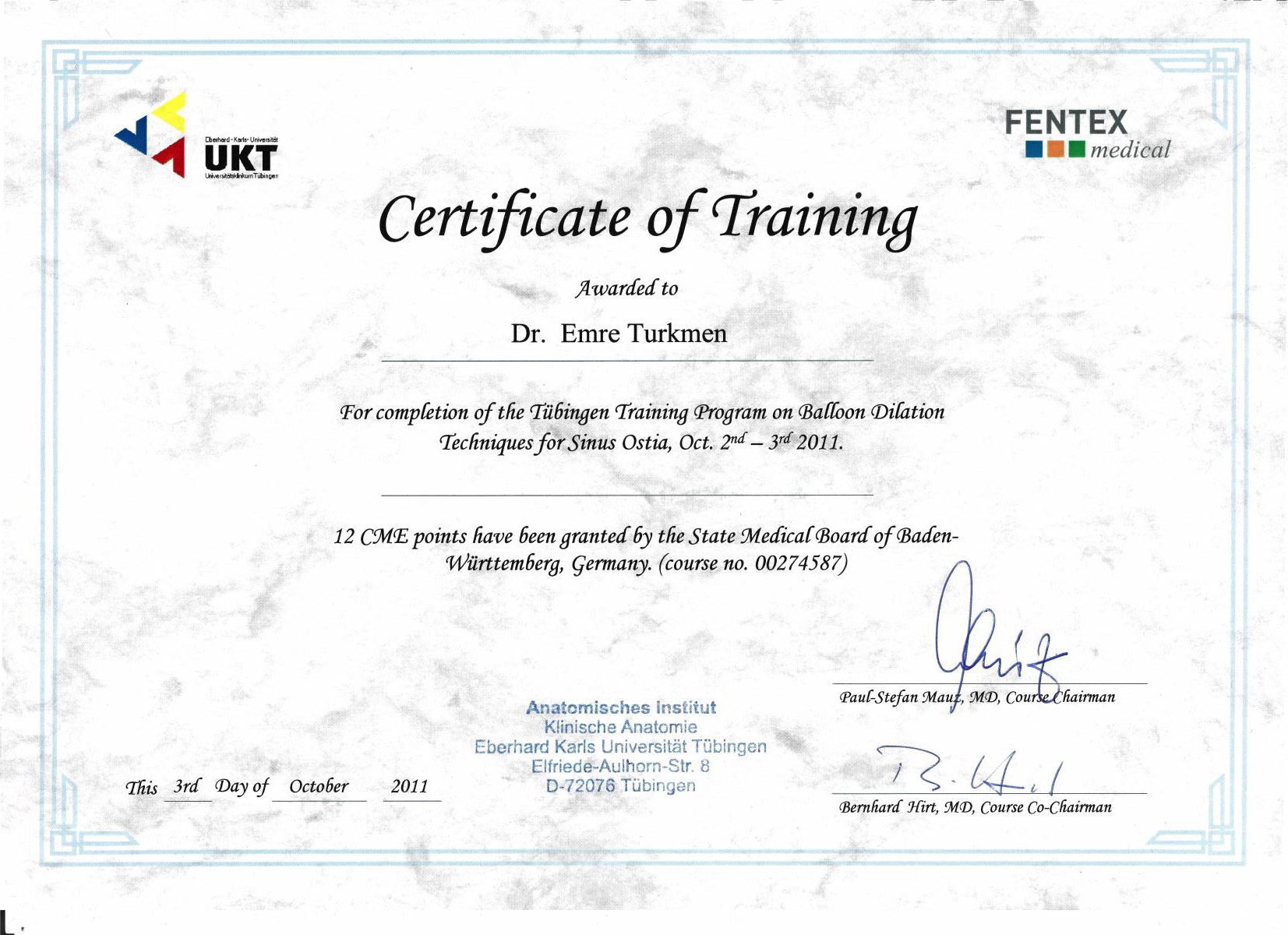 Balloon Dilation Techniques for Sinus Ostia — Fentex Medical / Eberhard Karls University Tübingen, 2011