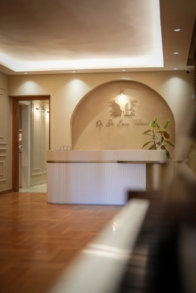 Clinic reception area, wide view